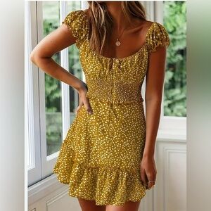 Temu Yellow Floral Dress. Size-X-Large